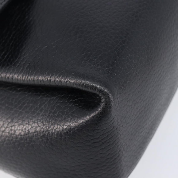 CELINE Shoulder Bag Leather Black Gold Tone Auth mr3087A