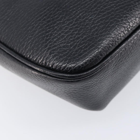 CELINE Shoulder Bag Leather Black Gold Tone Auth mr3087A