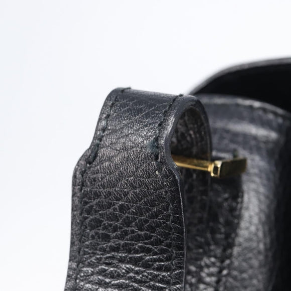 CELINE Shoulder Bag Leather Black Gold Tone Auth mr3087A
