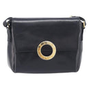 CELINE Shoulder Bag Leather Black Gold Tone Auth mr3087A-2