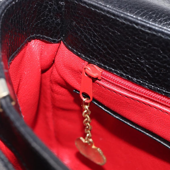 CELINE Shoulder Bag Leather Black Gold Tone Auth mr3087A