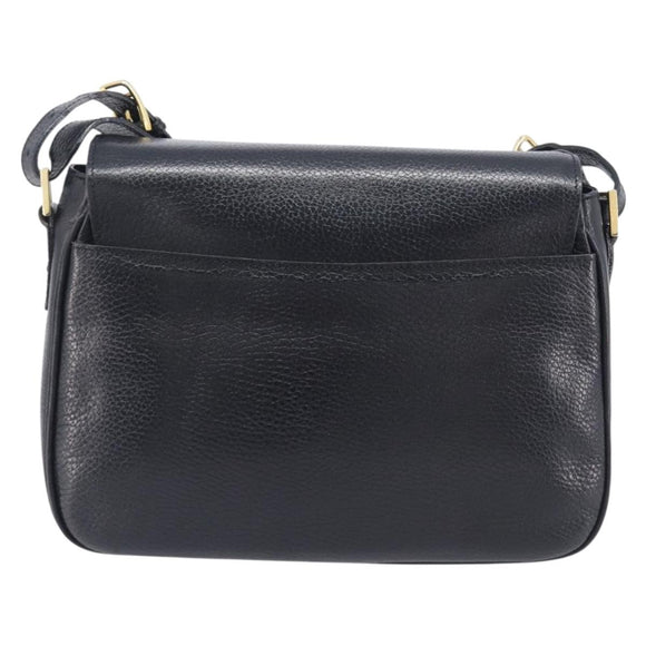 CELINE Shoulder Bag Leather Black Gold Tone Auth mr3087A