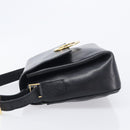 CELINE Shoulder Bag Leather Black Gold Tone Auth mr3087A-5