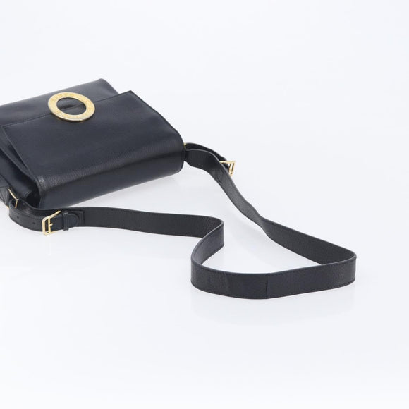 CELINE Shoulder Bag Leather Black Gold Tone Auth mr3087A