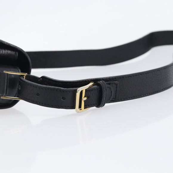 CELINE Shoulder Bag Leather Black Gold Tone Auth mr3087A