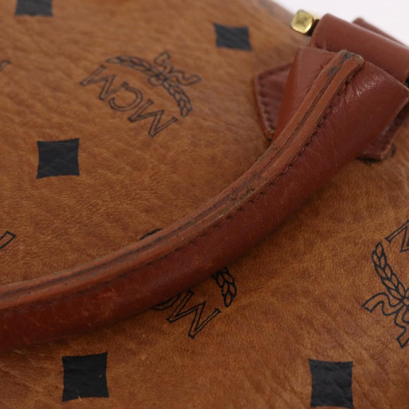 MCM Vicetos Hand Bag PVC Leather 2way Brown Gold Tone Auth mr3088