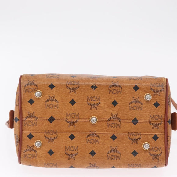 MCM Vicetos Hand Bag PVC Leather 2way Brown Gold Tone Auth mr3088