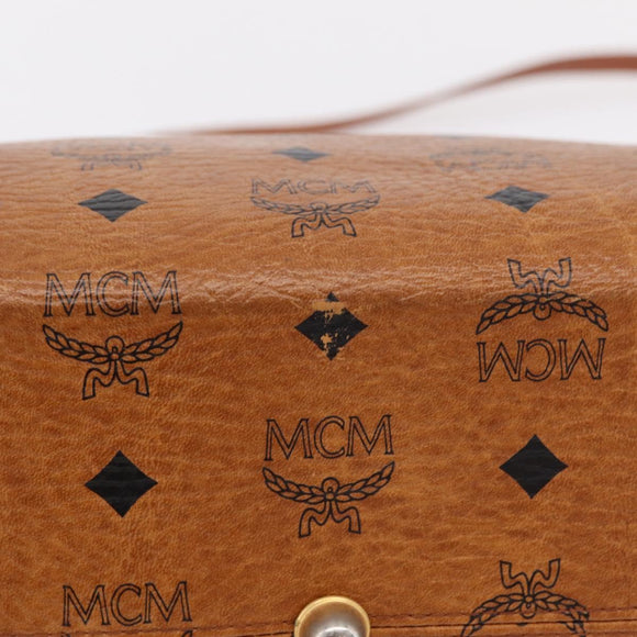 MCM Vicetos Hand Bag PVC Leather 2way Brown Gold Tone Auth mr3088