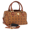 MCM Vicetos Hand Bag PVC Leather 2way Brown Gold Tone Auth mr3088-1