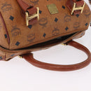 MCM Vicetos Hand Bag PVC Leather 2way Brown Gold Tone Auth mr3088-6