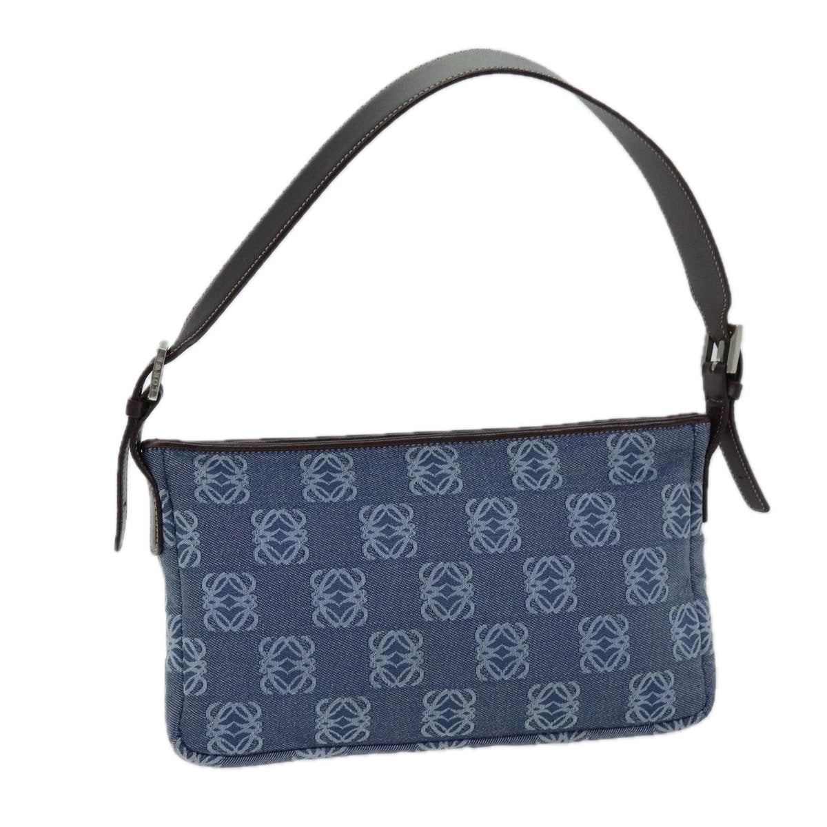 LOEWE Anagram Shoulder Bag Denim Blue Auth mr309