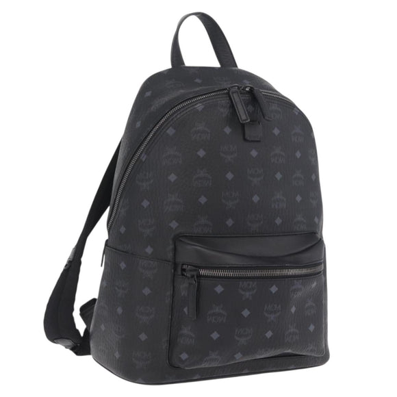 MCM Vicetos Backpack PVC Leather Black Auth mr3096A