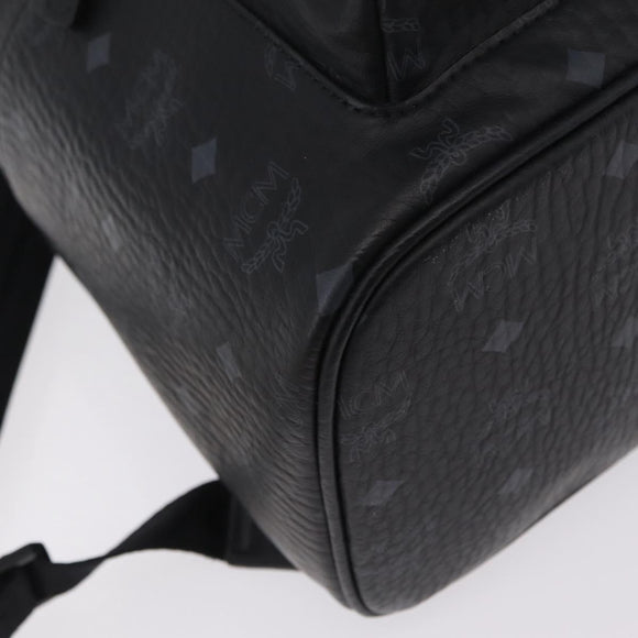 MCM Vicetos Backpack PVC Leather Black Auth mr3096A
