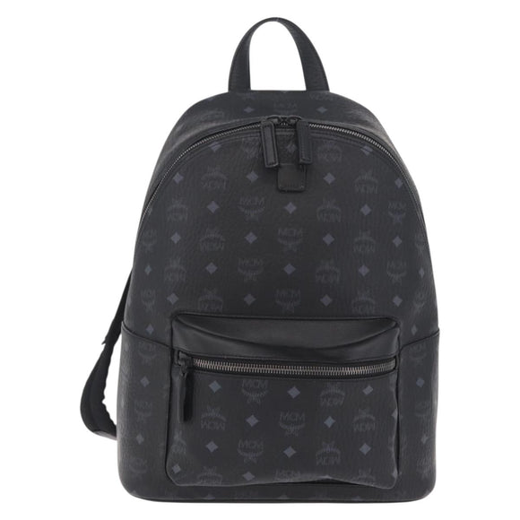 MCM Vicetos Backpack PVC Leather Black Auth mr3096A