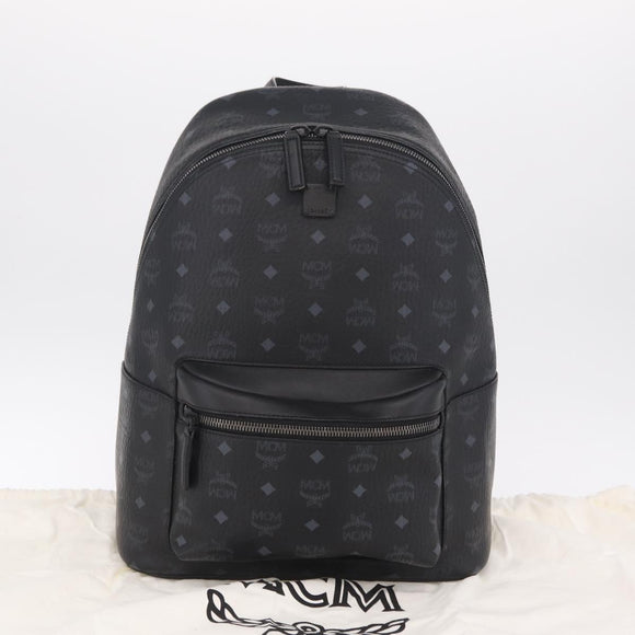 MCM Vicetos Backpack PVC Leather Black Auth mr3096A