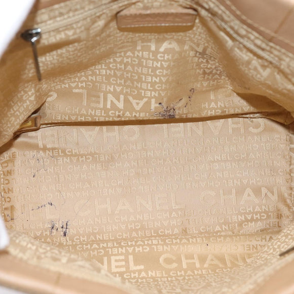CHANEL Tote Bag Caviar Skin Beige Silver CC Auth mr3098