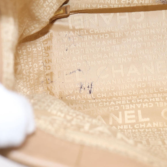CHANEL Tote Bag Caviar Skin Beige Silver CC Auth mr3098