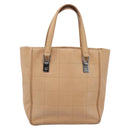 CHANEL Tote Bag Caviar Skin Beige Silver CC Auth mr3098-2