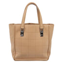 CHANEL Tote Bag Caviar Skin Beige Silver CC Auth mr3098-2