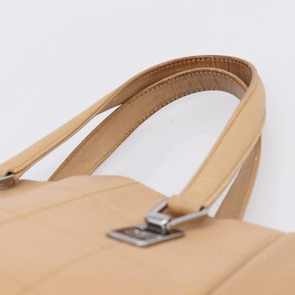 CHANEL Tote Bag Caviar Skin Beige Silver CC Auth mr3098