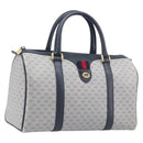 GUCCI Micro GG Sherry Line Hand Bag PVC Navy Gold Tone Auth mr3102-1
