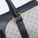 GUCCI Micro GG Sherry Line Hand Bag PVC Navy Gold Tone Auth mr3102-14