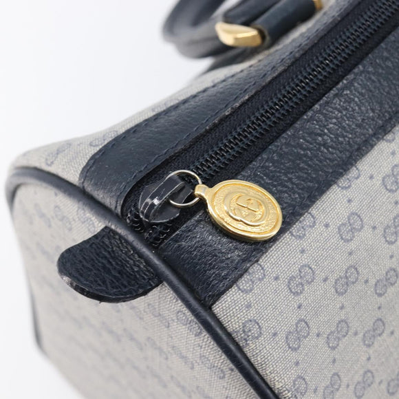 GUCCI Micro GG Sherry Line Hand Bag PVC Navy Gold Tone Auth mr3102