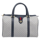 GUCCI Micro GG Sherry Line Hand Bag PVC Navy Gold Tone Auth mr3102-2