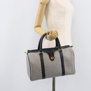 GUCCI Micro GG Sherry Line Hand Bag PVC Navy Gold Tone Auth mr3102-25