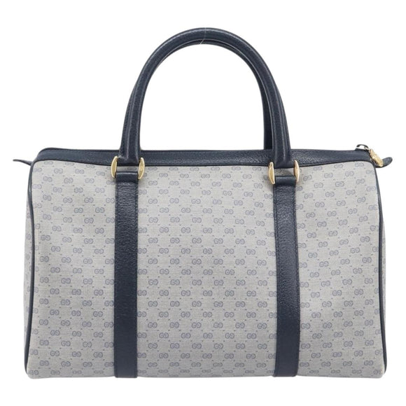 GUCCI Micro GG Sherry Line Hand Bag PVC Navy Gold Tone Auth mr3102