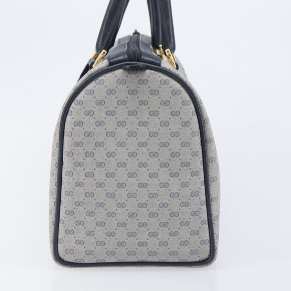 GUCCI Micro GG Sherry Line Hand Bag PVC Navy Gold Tone Auth mr3102