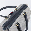 GUCCI Micro GG Sherry Line Hand Bag PVC Navy Gold Tone Auth mr3102-6