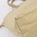 PRADA Tote Bag Nylon Beige Silver Auth mr3103A-17