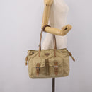 PRADA Tote Bag Nylon Beige Silver Auth mr3103A-25