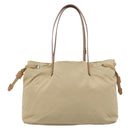 PRADA Tote Bag Nylon Beige Silver Auth mr3103A-2