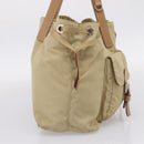 PRADA Tote Bag Nylon Beige Silver Auth mr3103A-3