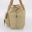 PRADA Tote Bag Nylon Beige Silver Auth mr3103A-4