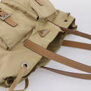 PRADA Tote Bag Nylon Beige Silver Auth mr3103A-6