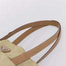 PRADA Tote Bag Nylon Beige Silver Auth mr3103A-14