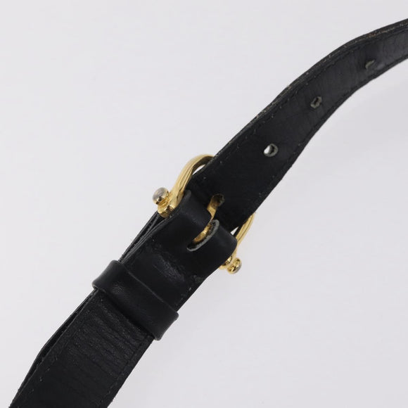 CELINE Hand Bag Leather Black Gold Tone Auth mr3107