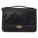 CELINE Hand Bag Leather Black Gold Tone Auth mr3107-2