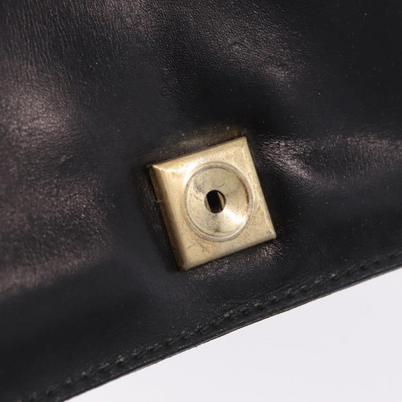 CELINE Hand Bag Leather Black Gold Tone Auth mr3107