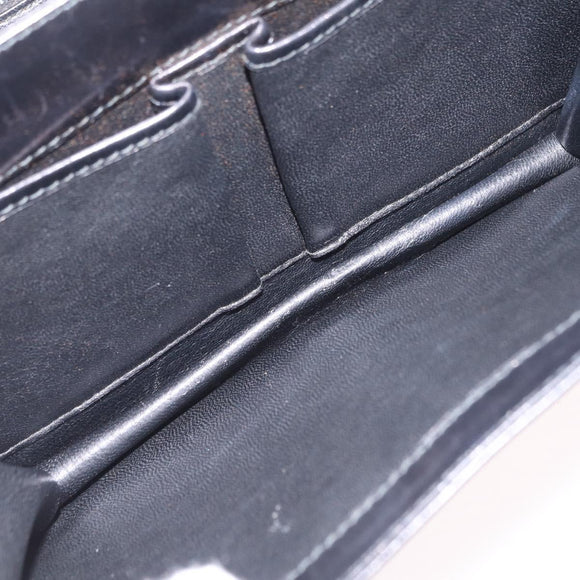 CELINE Hand Bag Leather Black Gold Tone Auth mr3107
