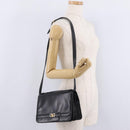 CELINE Hand Bag Leather Black Gold Tone Auth mr3107-35