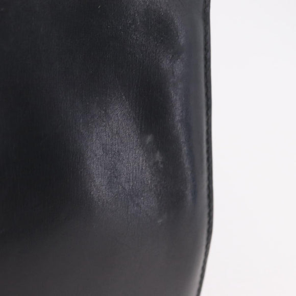 CELINE Hand Bag Leather Black Gold Tone Auth mr3107