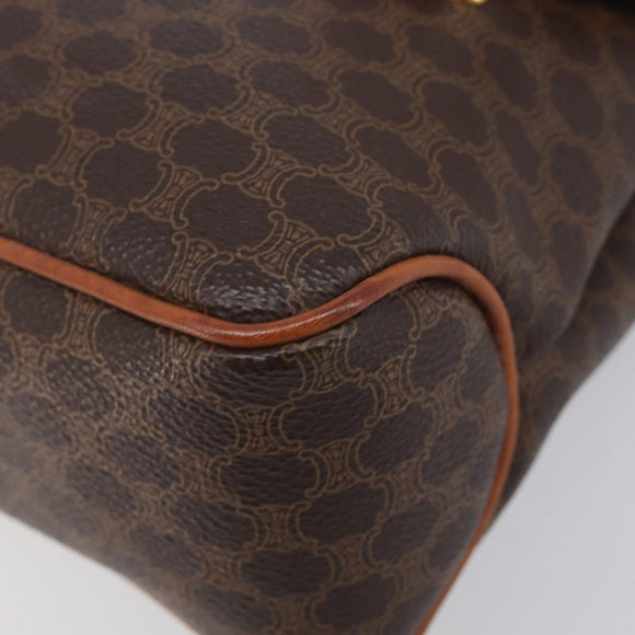 CELINE Macadam Shoulder Bag PVC Brown Gold Tone Auth mr3108A
