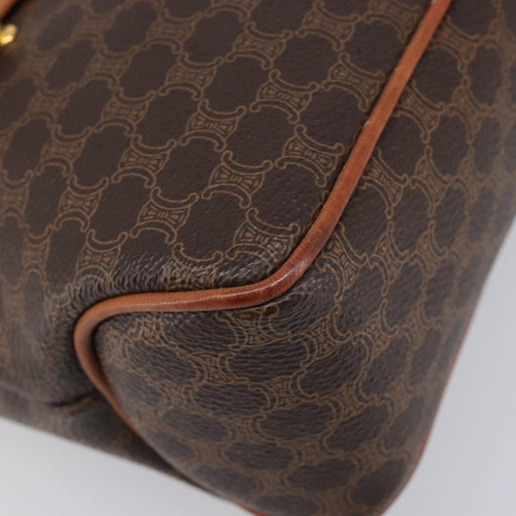 CELINE Macadam Shoulder Bag PVC Brown Gold Tone Auth mr3108A