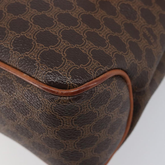 CELINE Macadam Shoulder Bag PVC Brown Gold Tone Auth mr3108A