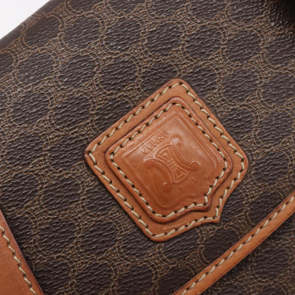 CELINE Macadam Shoulder Bag PVC Brown Gold Tone Auth mr3108A