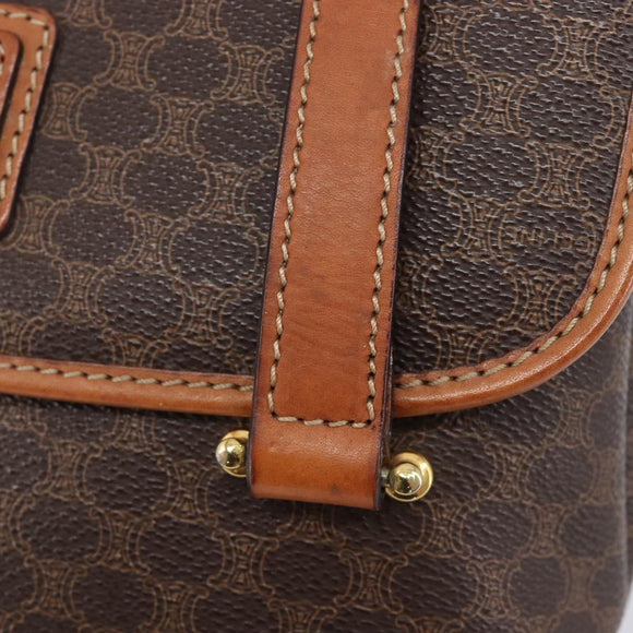 CELINE Macadam Shoulder Bag PVC Brown Gold Tone Auth mr3108A